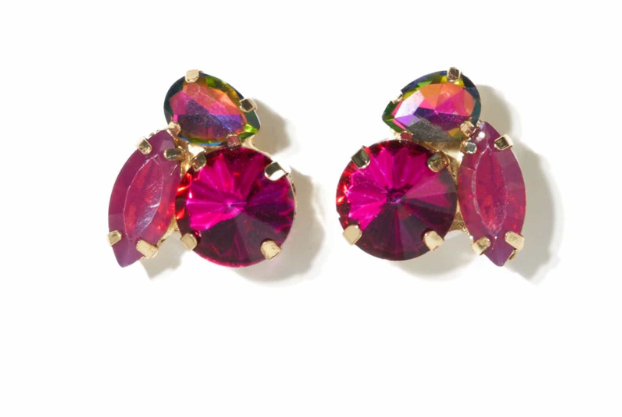 Crystal Cluster Earrings | Magenta (PMER0102)