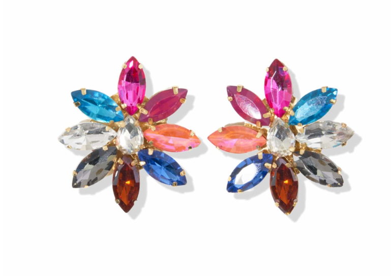 1.5" Flower Crystal Earrings | Rainbow (PMER0002)