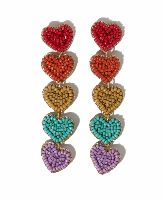 Heart Dangle Earrings | Red Rainbow (CBER1200RD)