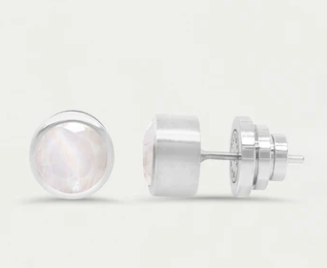 Signature Midi Studs - Moonstone/Silver