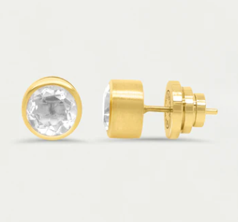 Signature Midi Studs  - Crystal Quartz/Gold