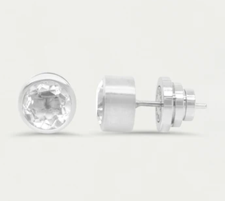 Signature Midi Studs  - Crystal Quartz/Silver