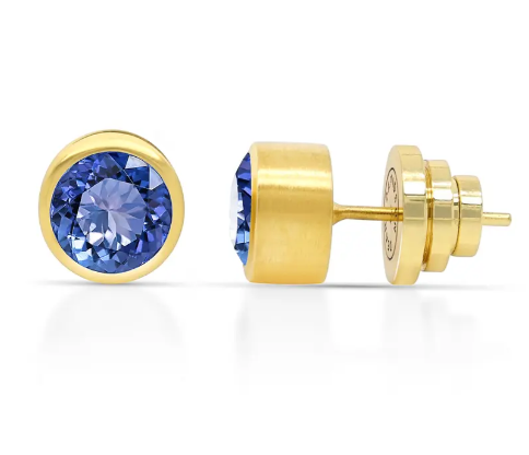 Signature Midi Studs - Tanzanite/Gold