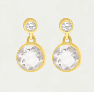 Signature Droplet Earrings - Crystal Quartz/Gold