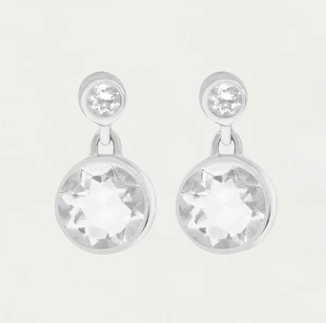 Signature Droplet Earrings - Crystal Quartz/Silver