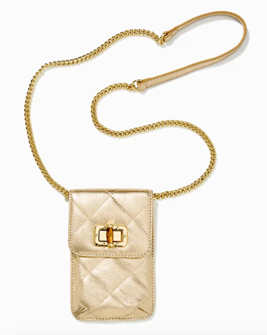 Quilted Lindley leather Phone Crossbody | Gold Metallic