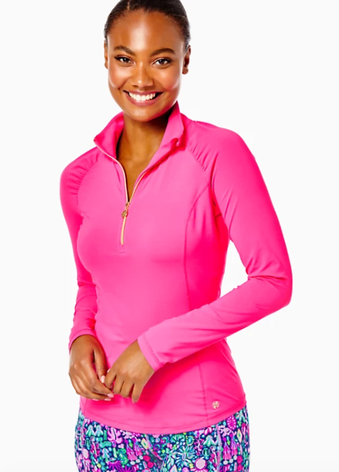 Justine Half Zip UPF50 Pullover | Pink Grenadine