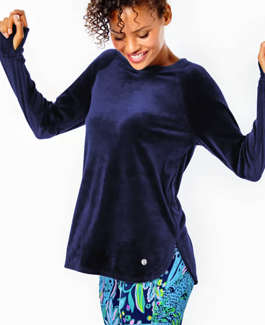 Blythe Velour Pullover | Low Tide Navy