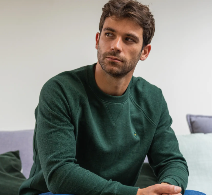 Organic Cotton Sweatshirt | Mottled Green