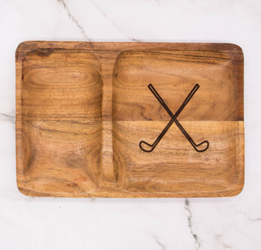 Wood Valet Tray | Golf Etched Natural