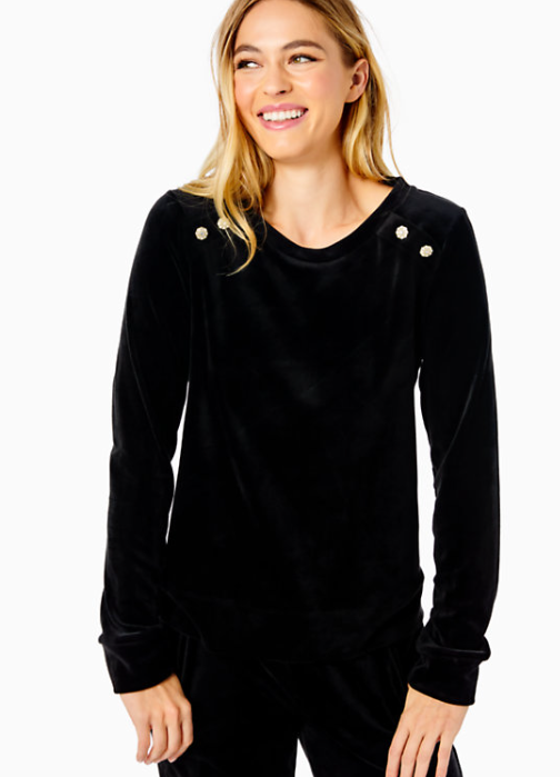 Tressa Velour Sweatshirt | Onyx