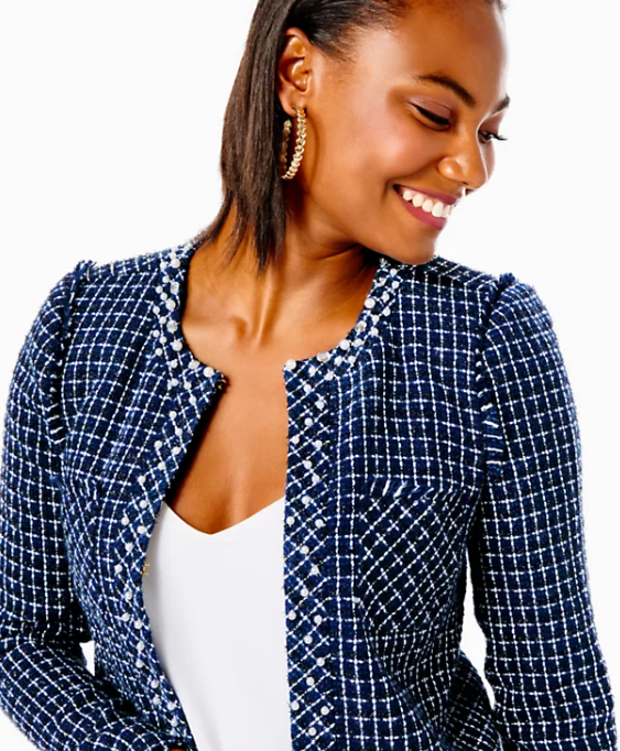 Vianne Jacket | Navy Checkerboard Tweed