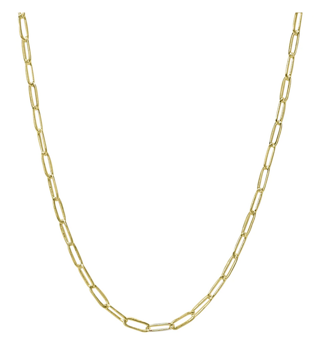 18" Yellow Gold Birthstone Charm Paperclip Necklace