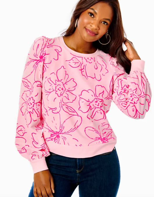 Lissome Sweatshirt | Pink Blossom Flower Puff
