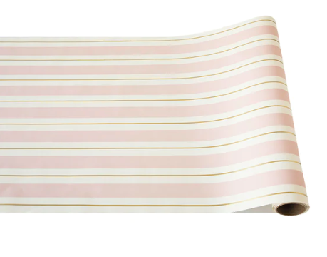 Paper Table Runner | Pink/Gold Awning Stripe