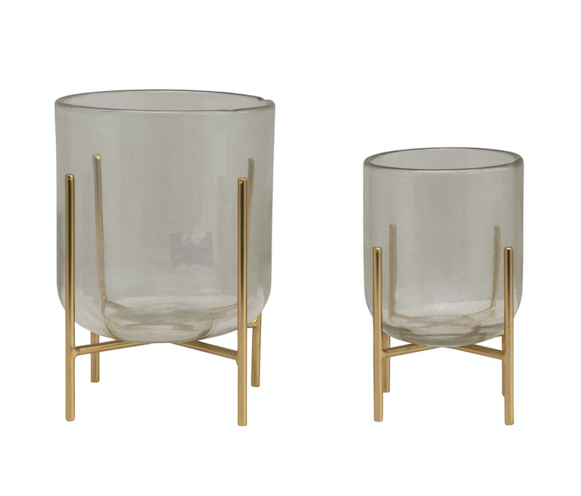 Large Glass Vase/Candle Holder w/Stand