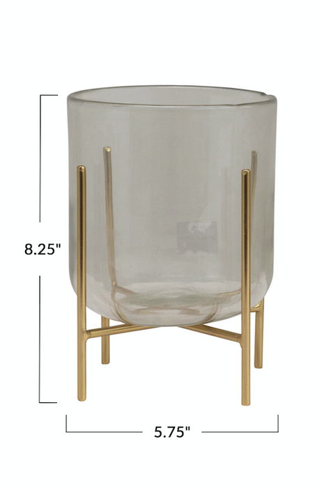 Small Glass Vase/Candle Holder w/Stand