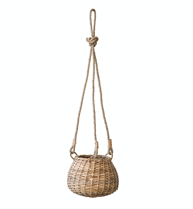 Hand-Woven Basket w/Jute Rope Hanger