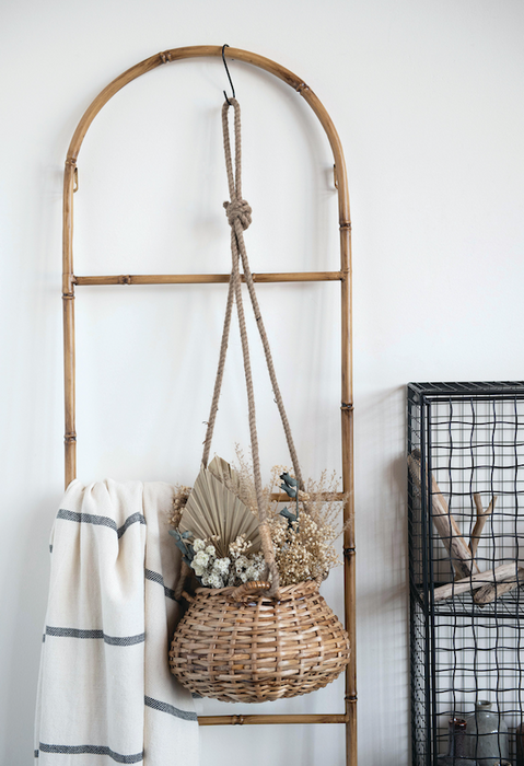 Hand-Woven Basket w/Jute Rope Hanger