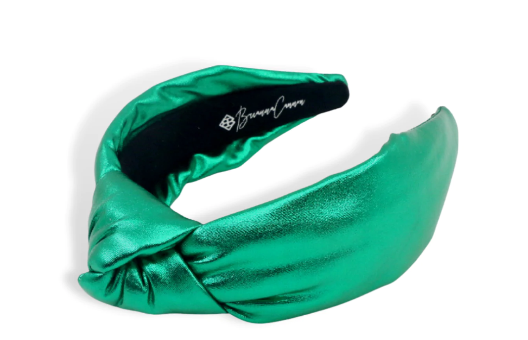 Green Puff Metallic Knotted Headband