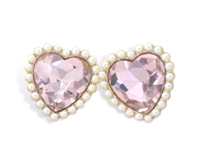 Buy AUBE JEWELRY Hypoallergenic Sterling Silver Heart Shaped Pink Crystal  Stud Earrings with Silicone Coated Push Backs Embellished with Swarovski  Crystals for Girls and Women at Amazon.in