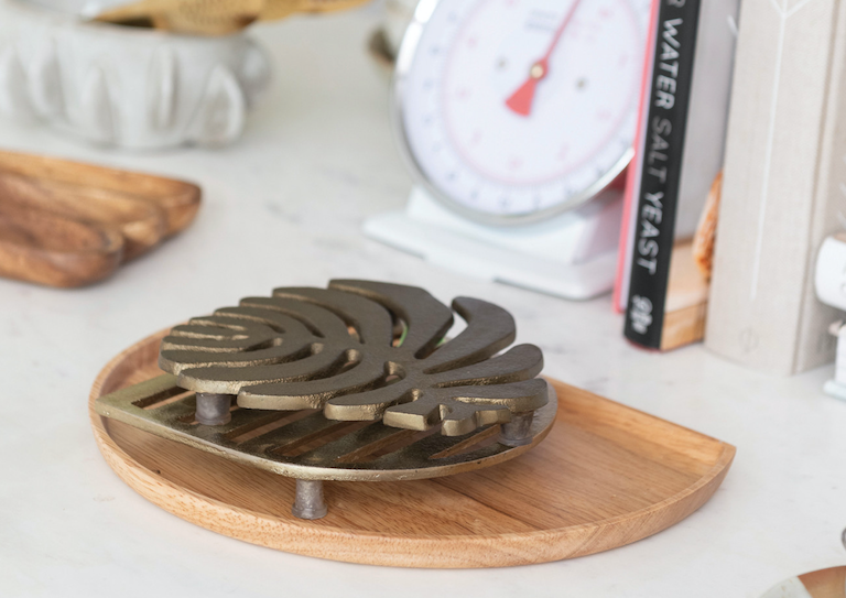 Brass Leaf Cast Iron Trivet Lovely Paperie & Gifts