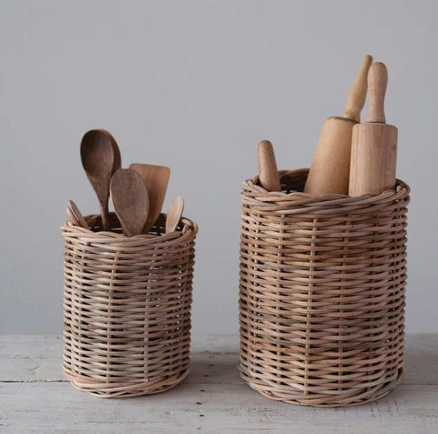 Small Hand-Woven Wicker Basket Container