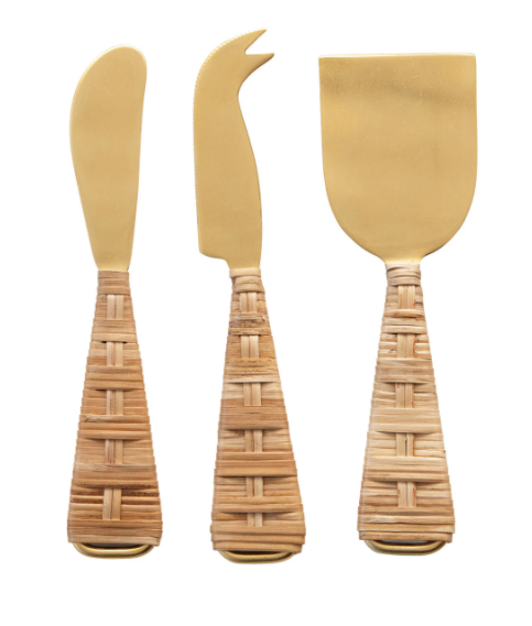 Cheese Knives w/Wrapped Handles Set of 3