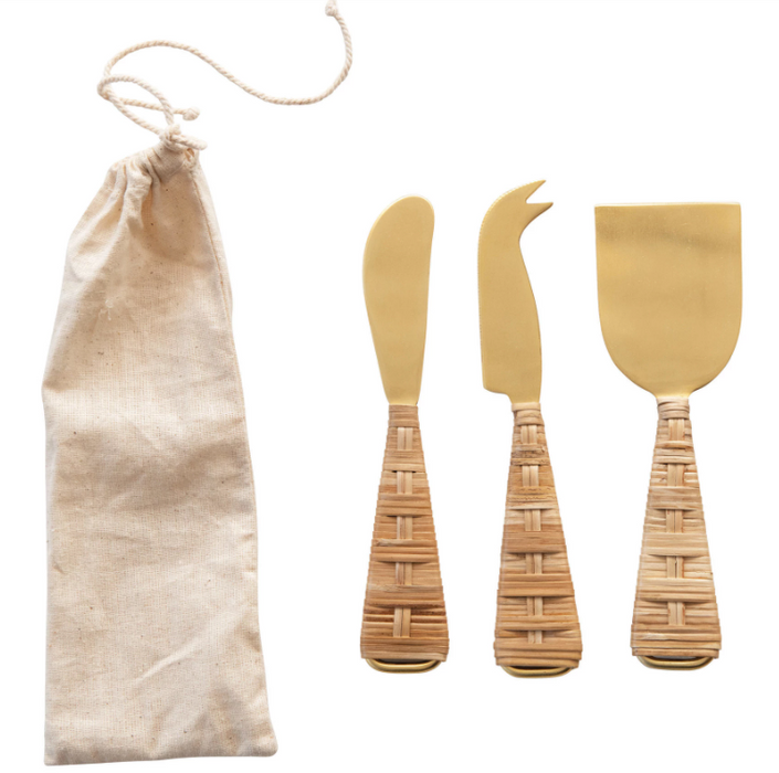 Cheese Knives w/Wrapped Handles Set of 3