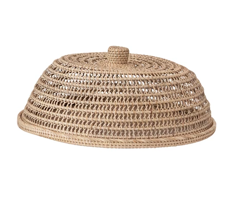 Large Hand-Woven Covered Rattan Tray