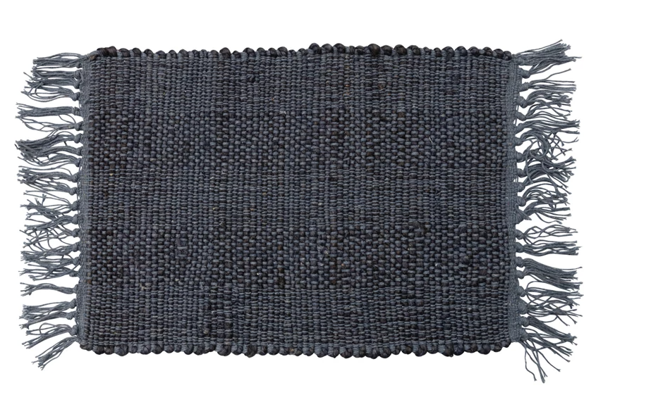 Blue Woven Jute Placemat w/Fringe