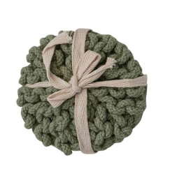 Cotton Crocheted Coasters | Sage