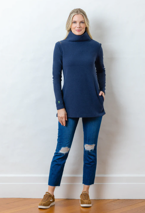 Cobble Hill Turtleneck Terry Fleece | Navy