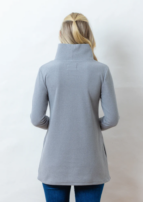 Cobble Hill Turtleneck Terry Fleece | Heather Grey