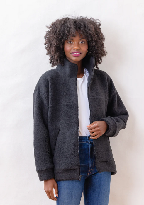 Bleecker Zip-Up in Sherpa Fleece | Black