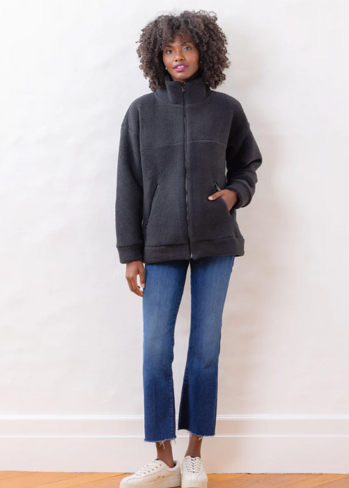 Bleecker Zip-Up in Sherpa Fleece | Black