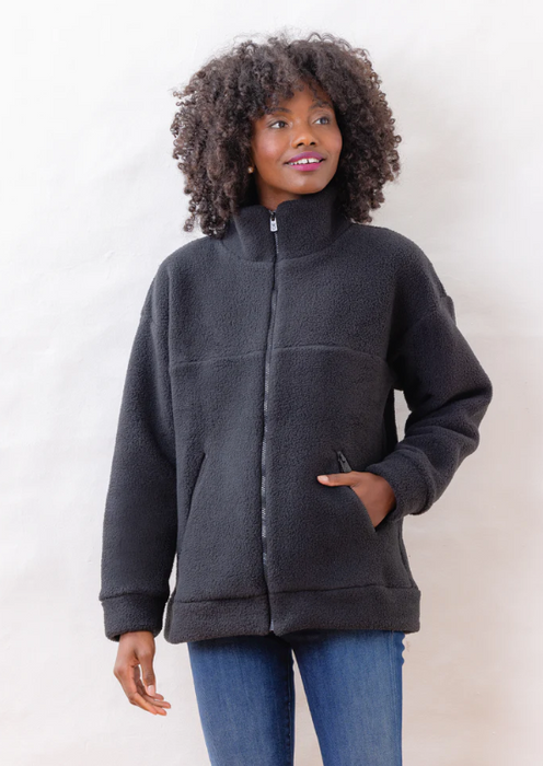 Bleecker Zip-Up in Sherpa Fleece | Black