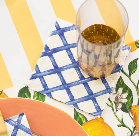 Blue Lattice Cocktail Napkin