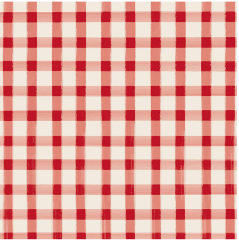 Red Painted Check Cocktail Napkin