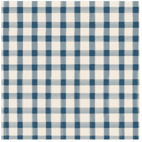 Navy Painted Check Cocktail Napkin
