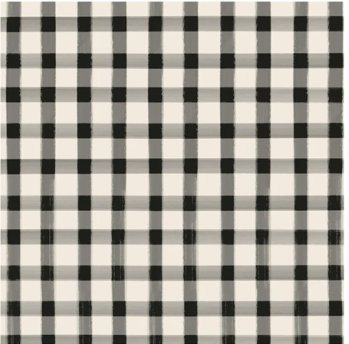 Black Painted Check Cocktail Napkin