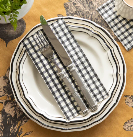 Black Painted Check Guest Napkin