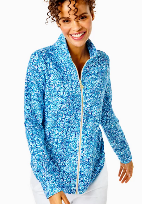 Leona UPF 50+ Zip-up | Cumulus Blue Blooming Together