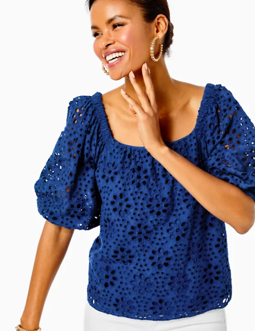 Kerrigan Top | Oyster BayFunflower Eyelet