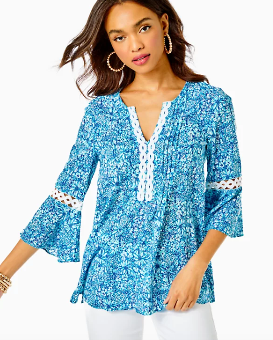 Hollie Tunic | Cumulus Blue Blooming Together