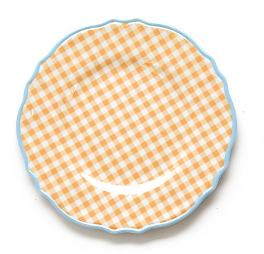 Gingham Garden Dinner Plate | Orange