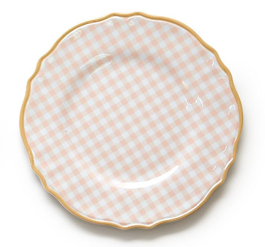 Gingham Garden Dinner Plate | Pink