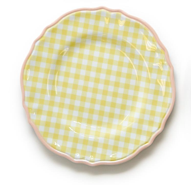 Gingham Garden Dinner Plate | Yellow