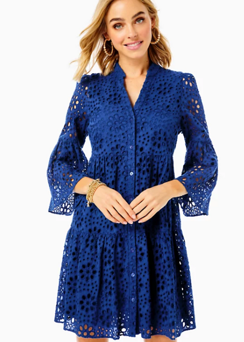Hazelanne Eyelet Dress | Oyster Bay Navy