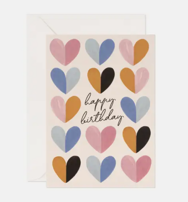 Hearts in a Row Birthday Card